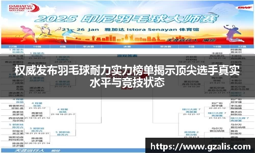 权威发布羽毛球耐力实力榜单揭示顶尖选手真实水平与竞技状态