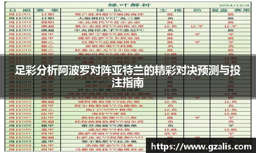 足彩分析阿波罗对阵亚特兰的精彩对决预测与投注指南
